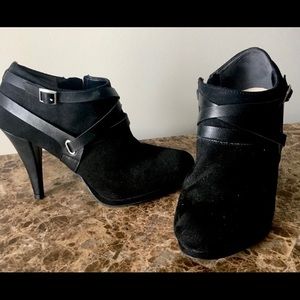 Suede black heeled booties